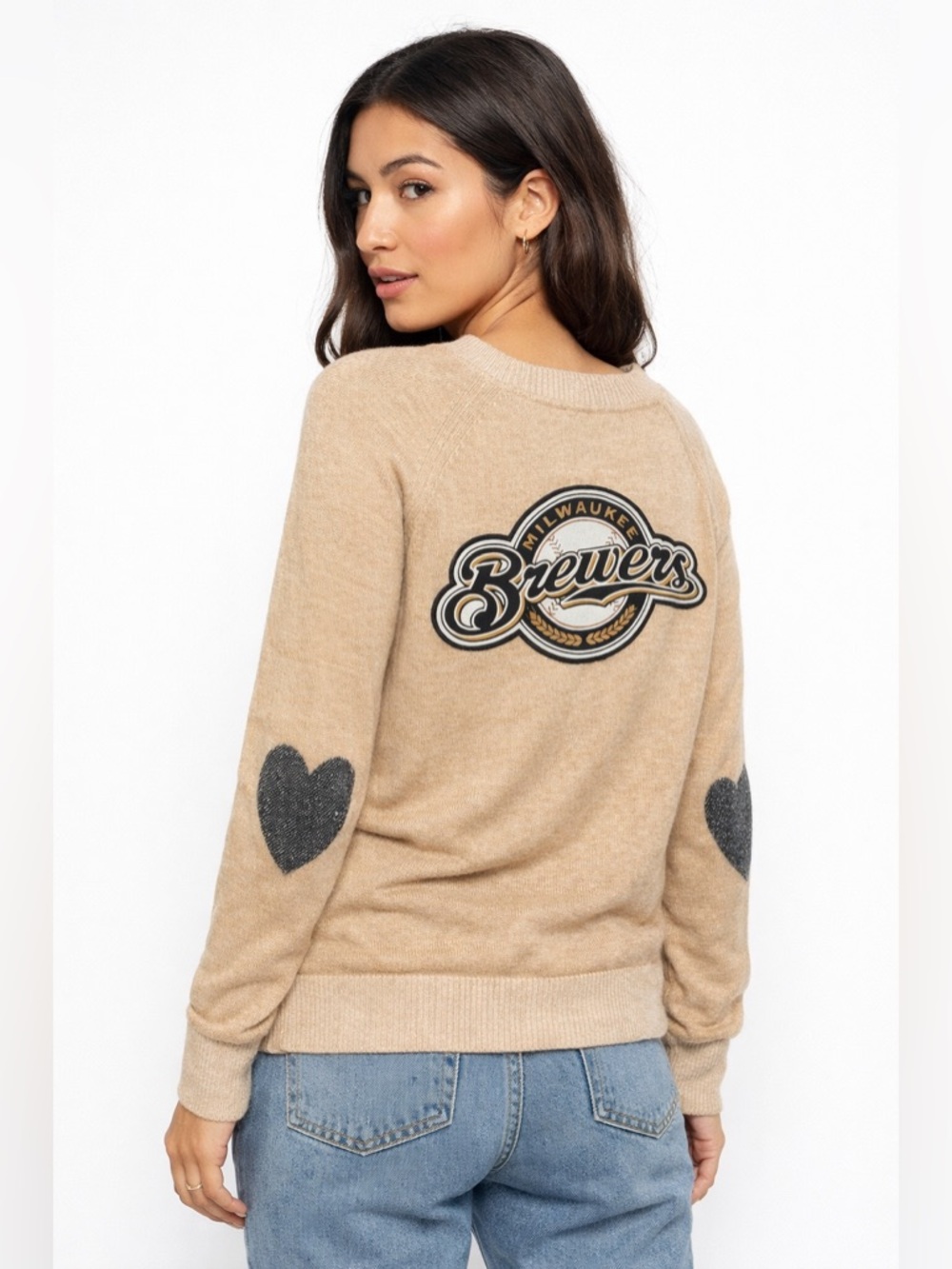 Custom Milwaukee Brewers Sweater Gap Wool Blend XL Neutral Cozy Casual MLB